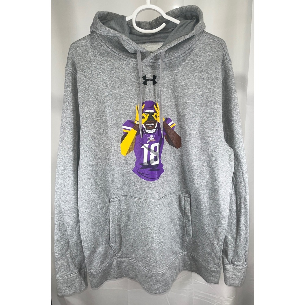 Under Armour Justin Jefferson Minnesota Vikings Graphic Hoodie Gray Mens Large